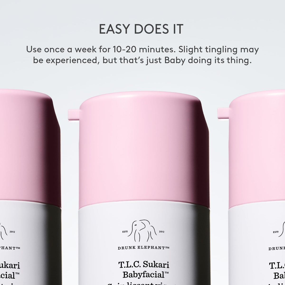 Drunk Elephant jar on bathroom shelf in lifestyle scene conveying luxury routine feel