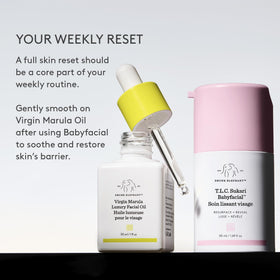 Drunk Elephant outer packaging detail emphasizing clean clinical branding and information