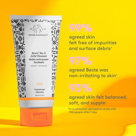 Drunk Elephant ingredients panel close-up highlighting pH-balanced, clean formula benefit