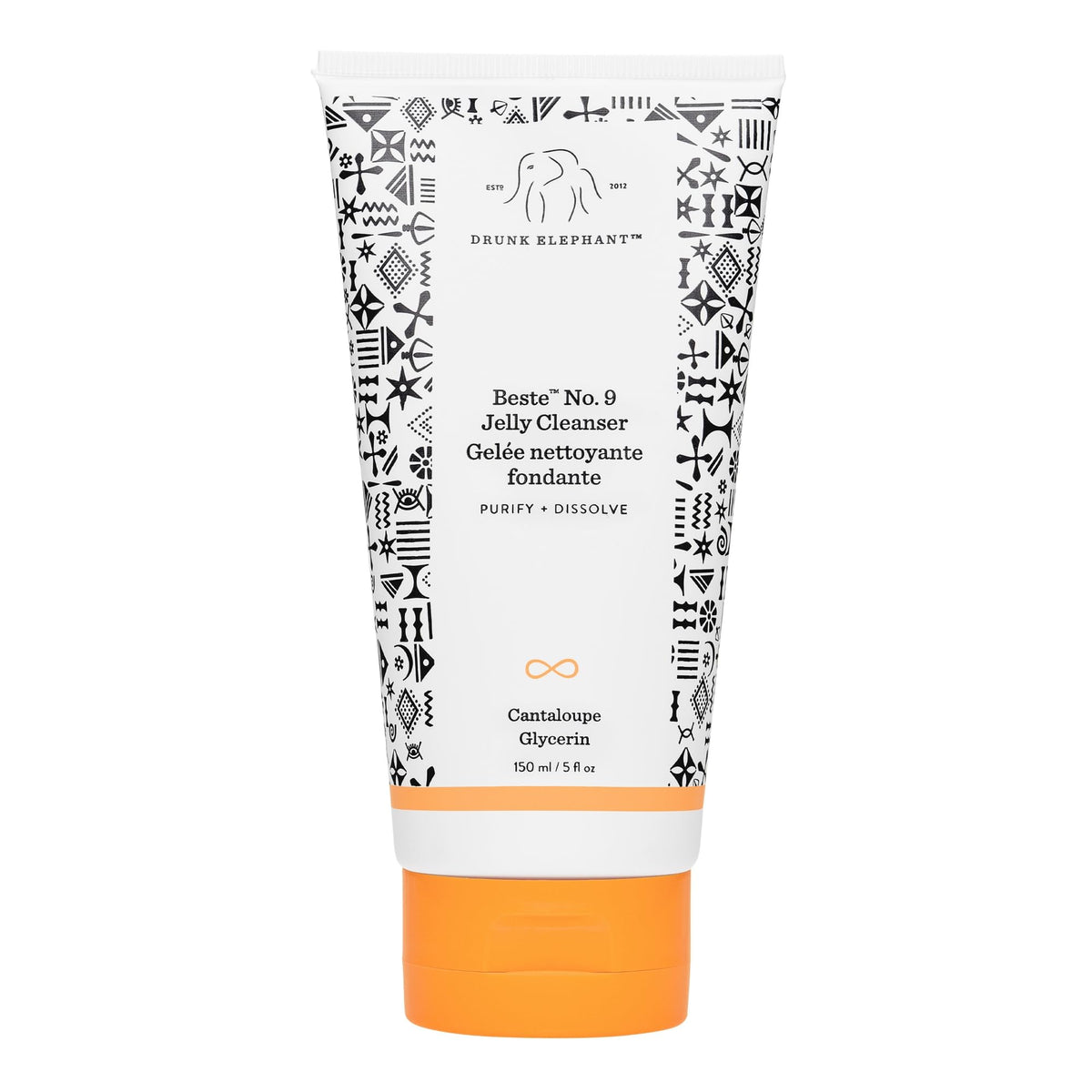 Drunk Elephant bottle front label showing product identity and travel size benefit