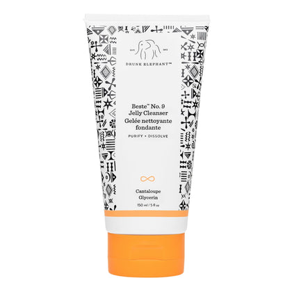 Drunk Elephant bottle front label showing product identity and travel size benefit