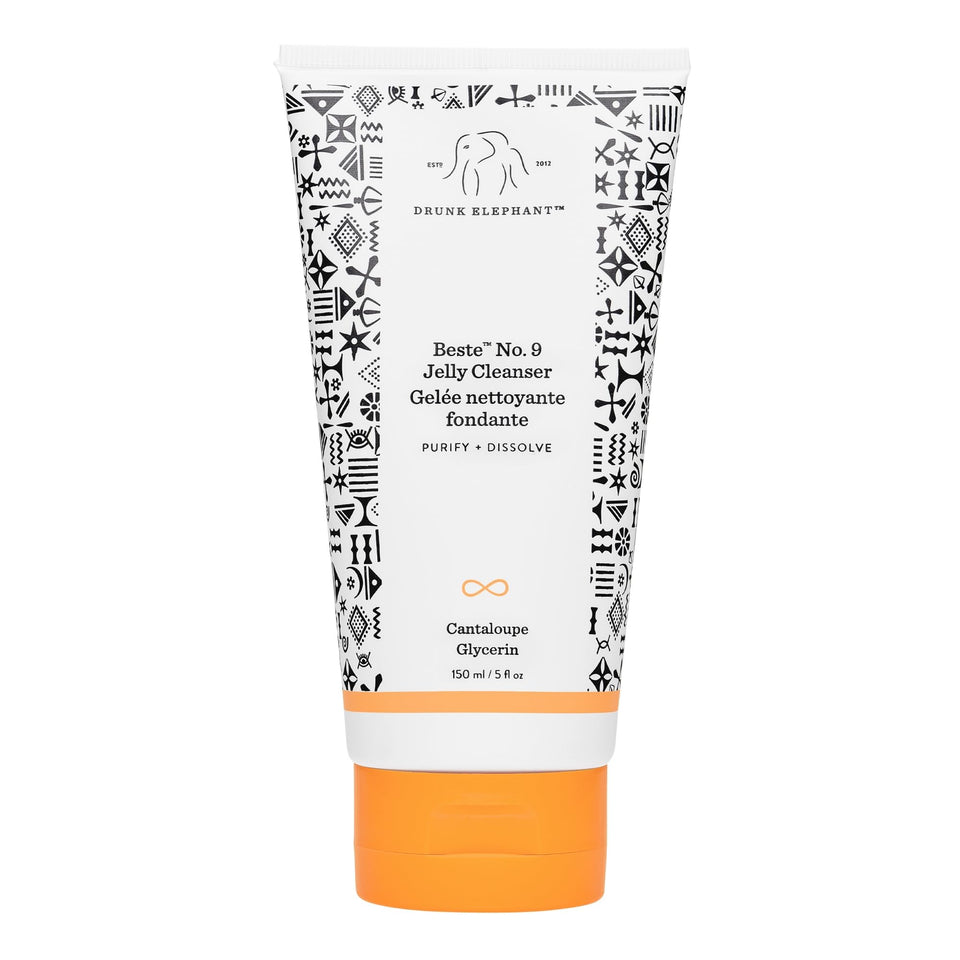 Drunk Elephant bottle front label showing product identity and travel size benefit