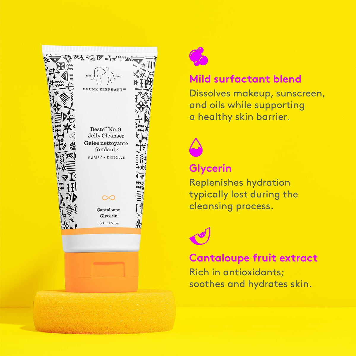 Drunk Elephant travel-size bottle in hand illustrating compact size and portability benefit