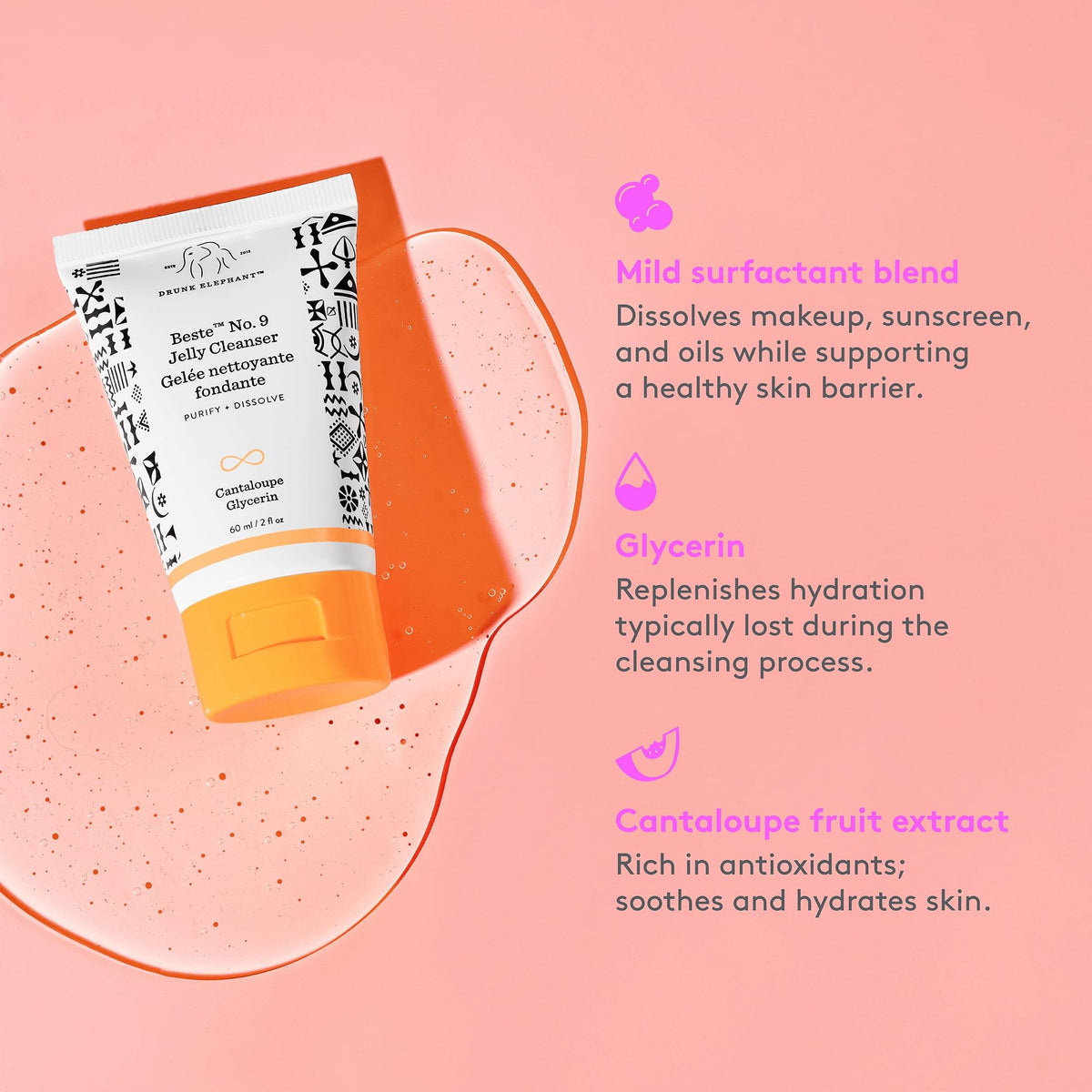 Drunk Elephant Beste No. 9 in travel kit flatlay illustrating TSA-friendly convenience