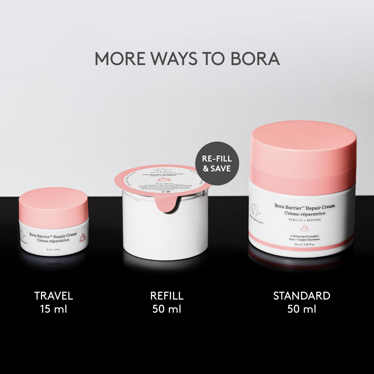 Drunk Elephant Bora applied to cheek in use image illustrating skin barrier support and soothing effect