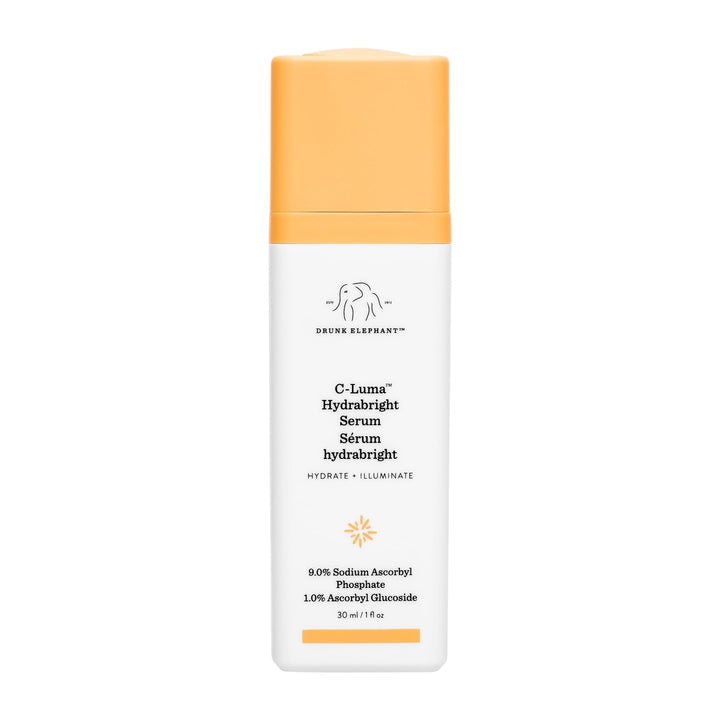 Drunk Elephant front packaging showing clean clinical serum benefit of brightening