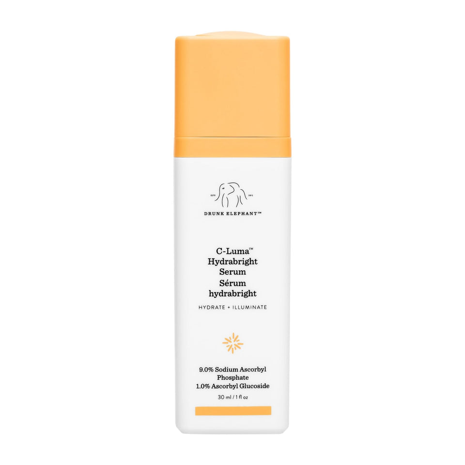Drunk Elephant front packaging showing clean clinical serum benefit of brightening