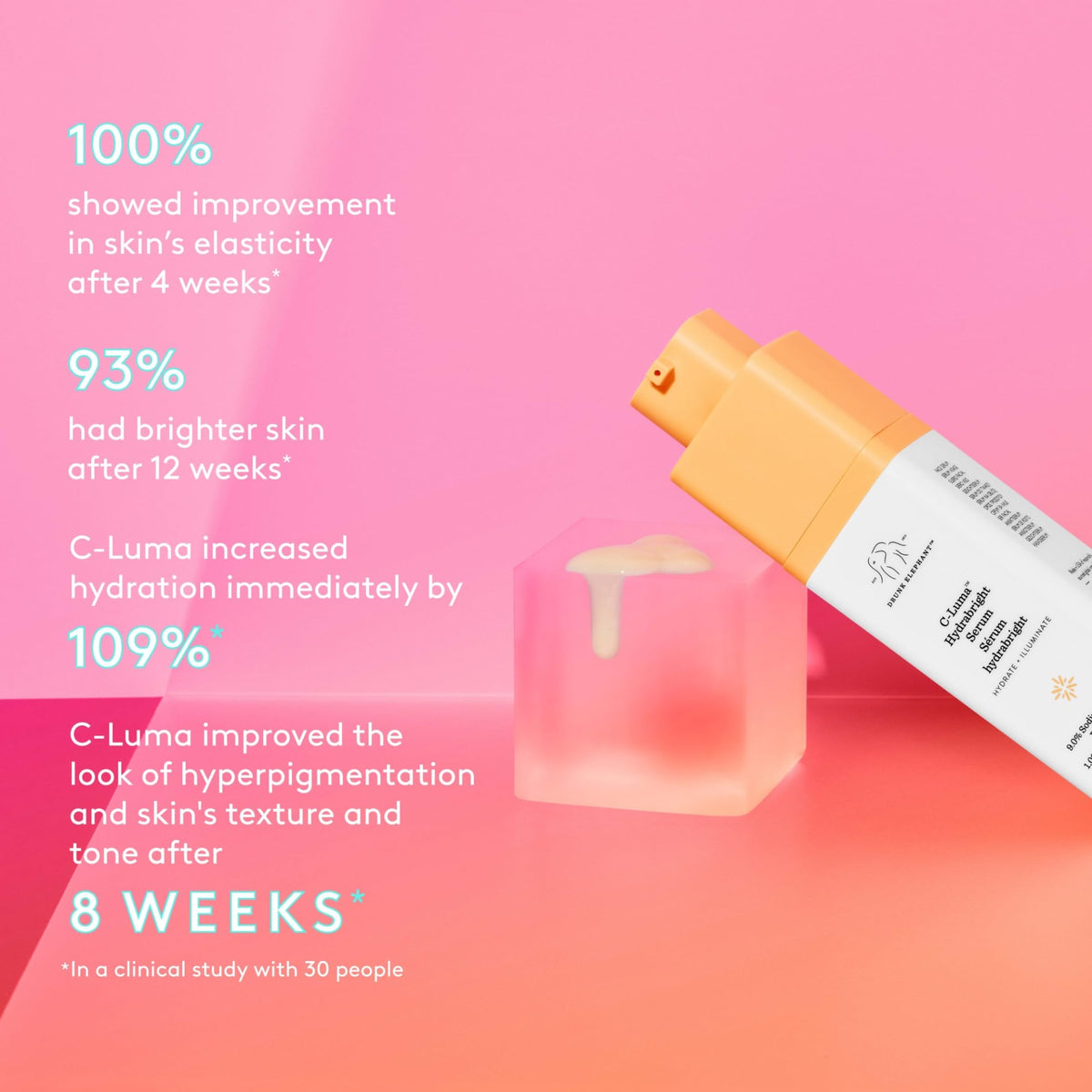 Drunk Elephant ingredient display highlighting vitamin C actives and antioxidant benefit