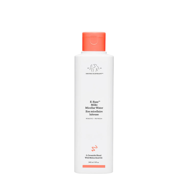 Drunk Elephant E-Rase front bottle showing packaging and volume benefit