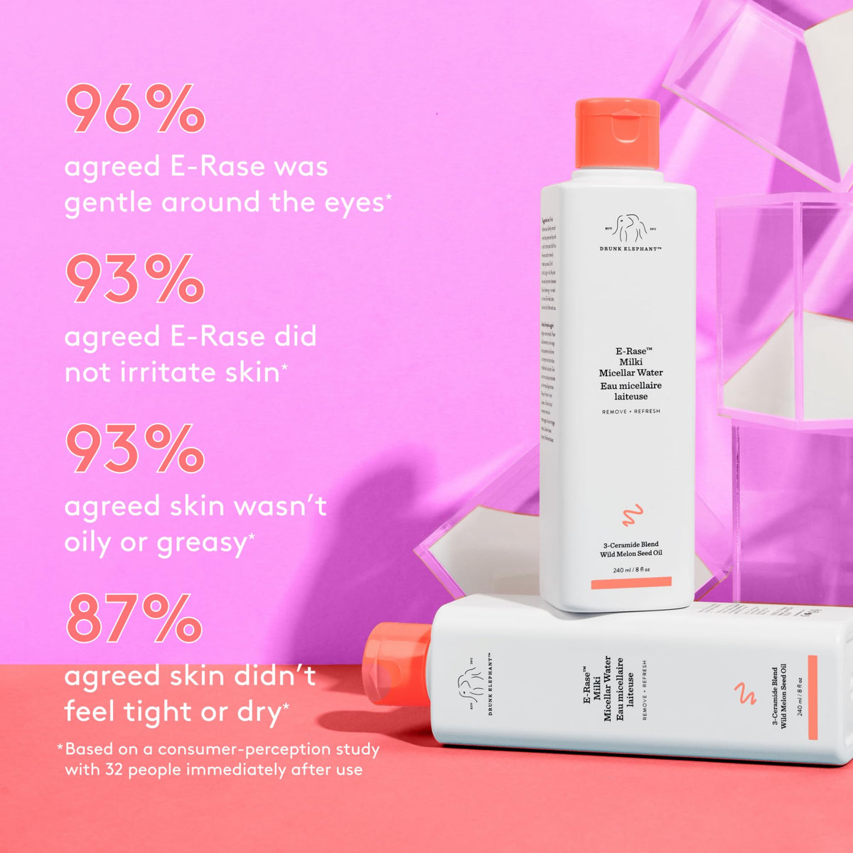 Drunk Elephant E-Rase on a cotton pad removing makeup for quick cleanse