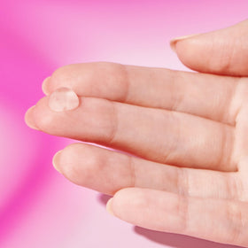 Drunk Elephant Framboos being applied in nighttime routine, showing smoother skin result