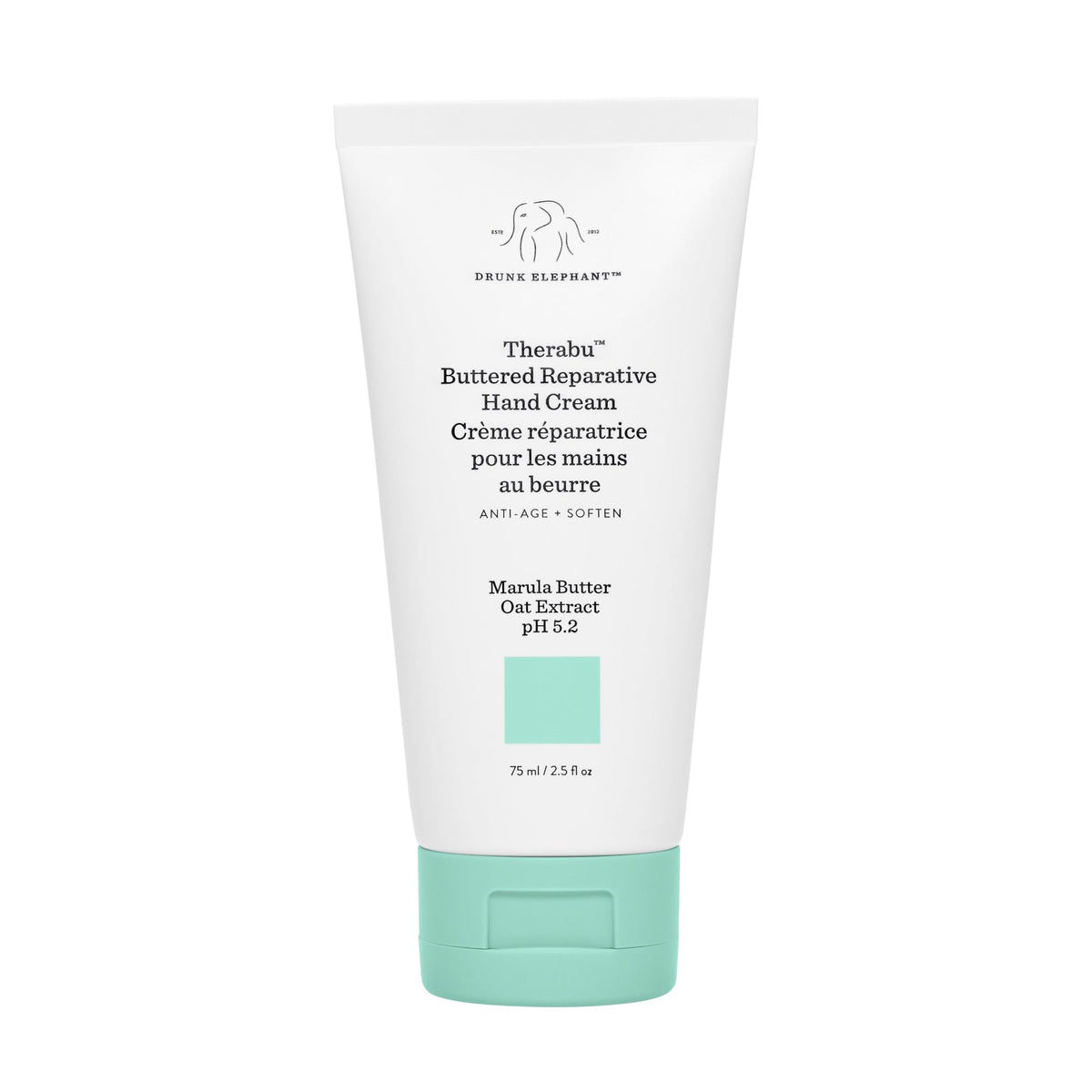 Drunk Elephant front packaging showing tube and label, conveys clean clinical skincare