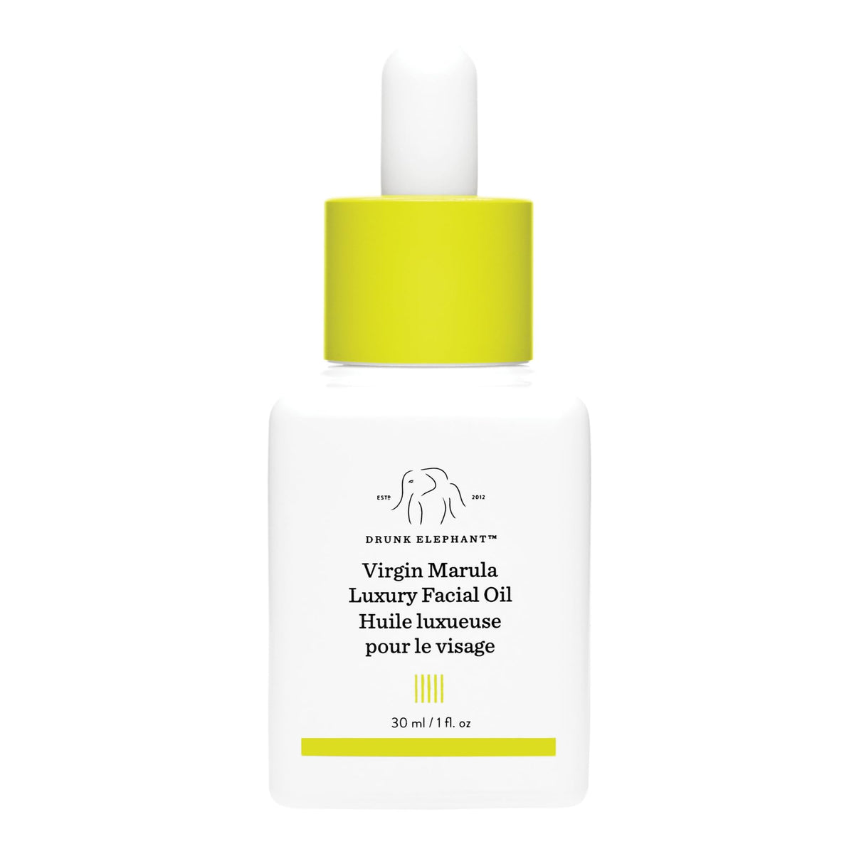 Drunk Elephant front bottle view showing product and clean packaging benefit