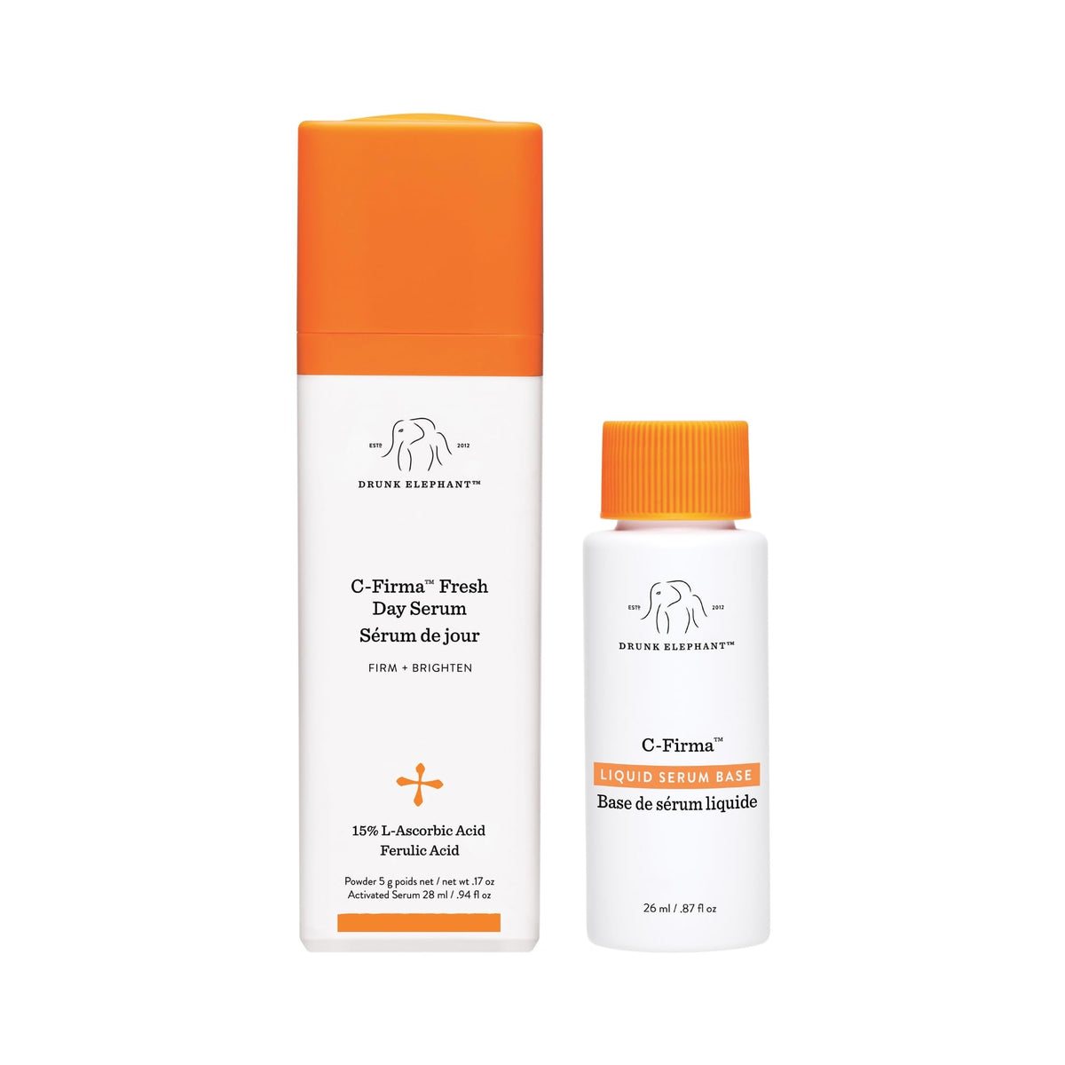 Drunk Elephant front packaging showing serum and brand benefits