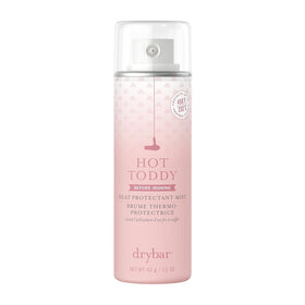 drybar front packaging showing Hot Toddy travel bottle, easy protection