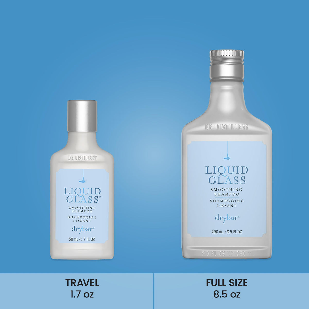 Drybar bottle with scent strips representing Blanc fragrance notes