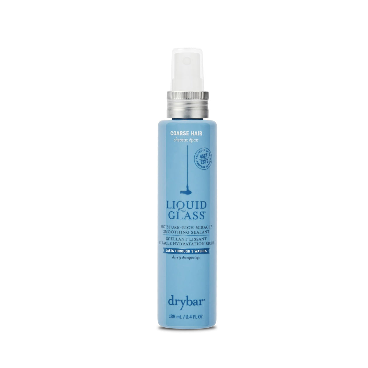Drybar Liquid Glass front packaging showing product and benefit