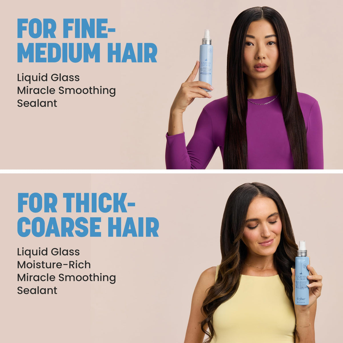 Drybar Liquid Glass next to common items for size comparison to gauge bottle capacity