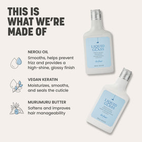 drybar ingredients label close-up showing vegan keratin and ingredient transparency