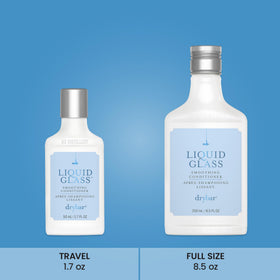 drybar bottle next to brush and hairdryer showing styling-ready results