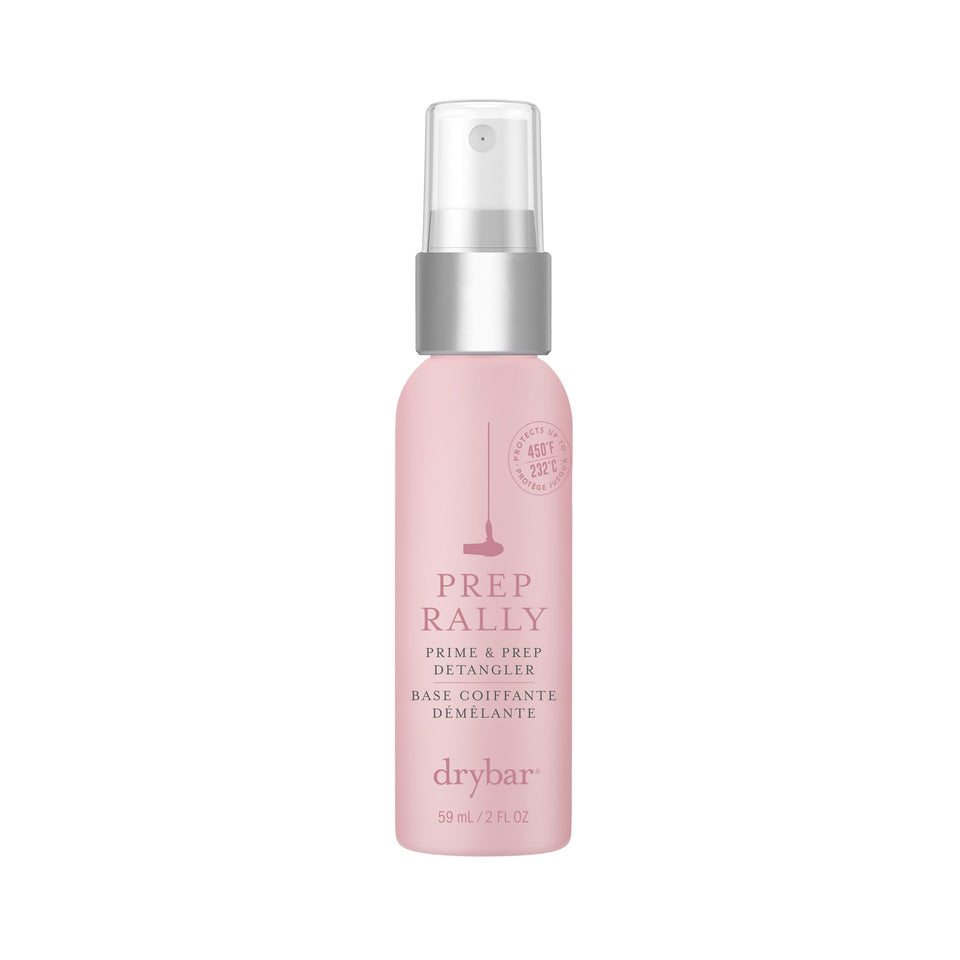 Drybar Prep Rally travel bottle front view showing compact design and Noir scent