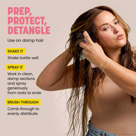 Drybar Prep Rally held in hand to show travel-scale bottle for on-the-go styling