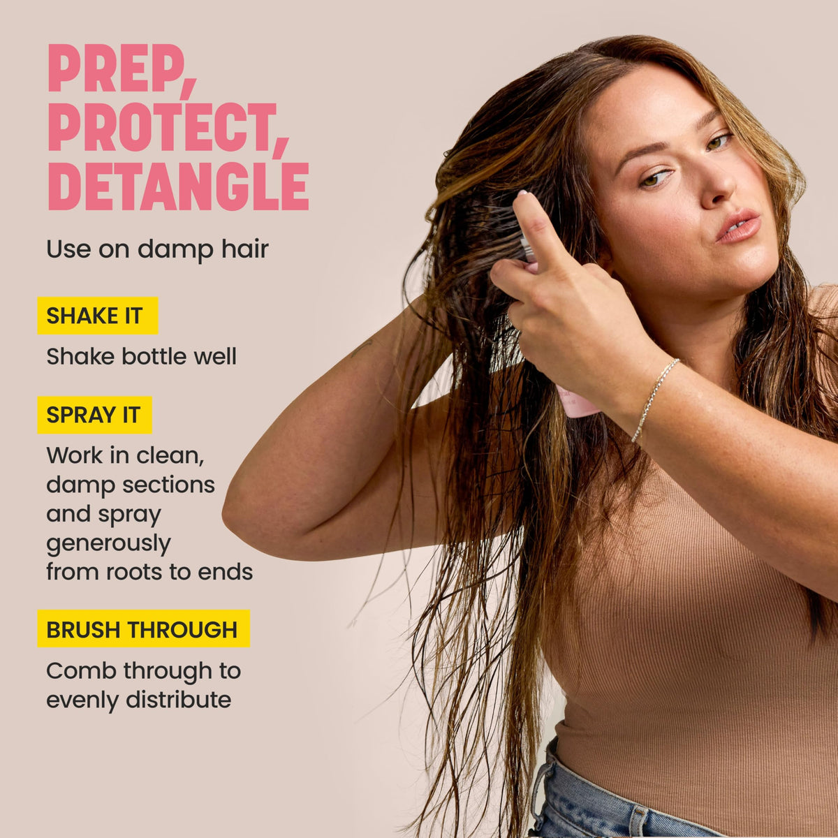 Drybar product sprayed before blowout to protect from heat