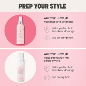 Drybar Prep Rally on bathroom shelf suggesting daily styling routine