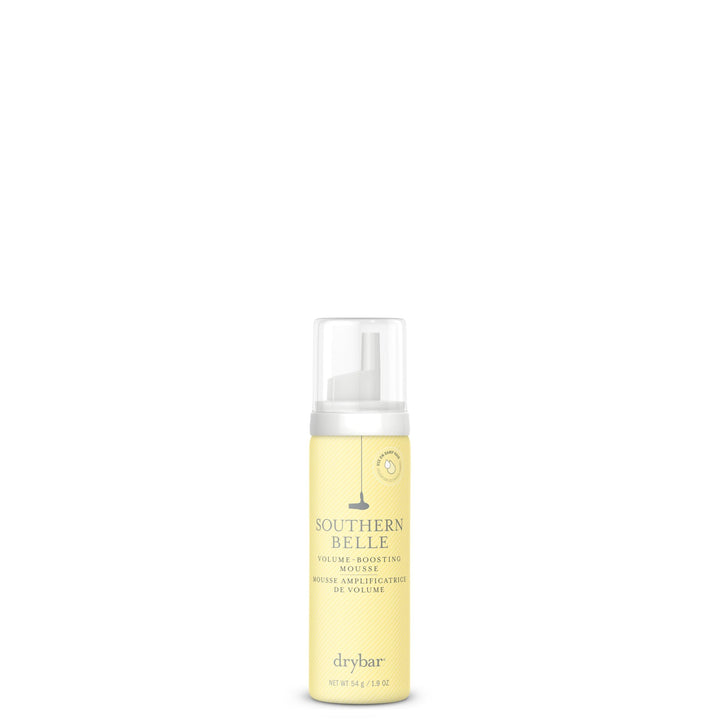 drybar can front view showing branding and compact travel size for portability