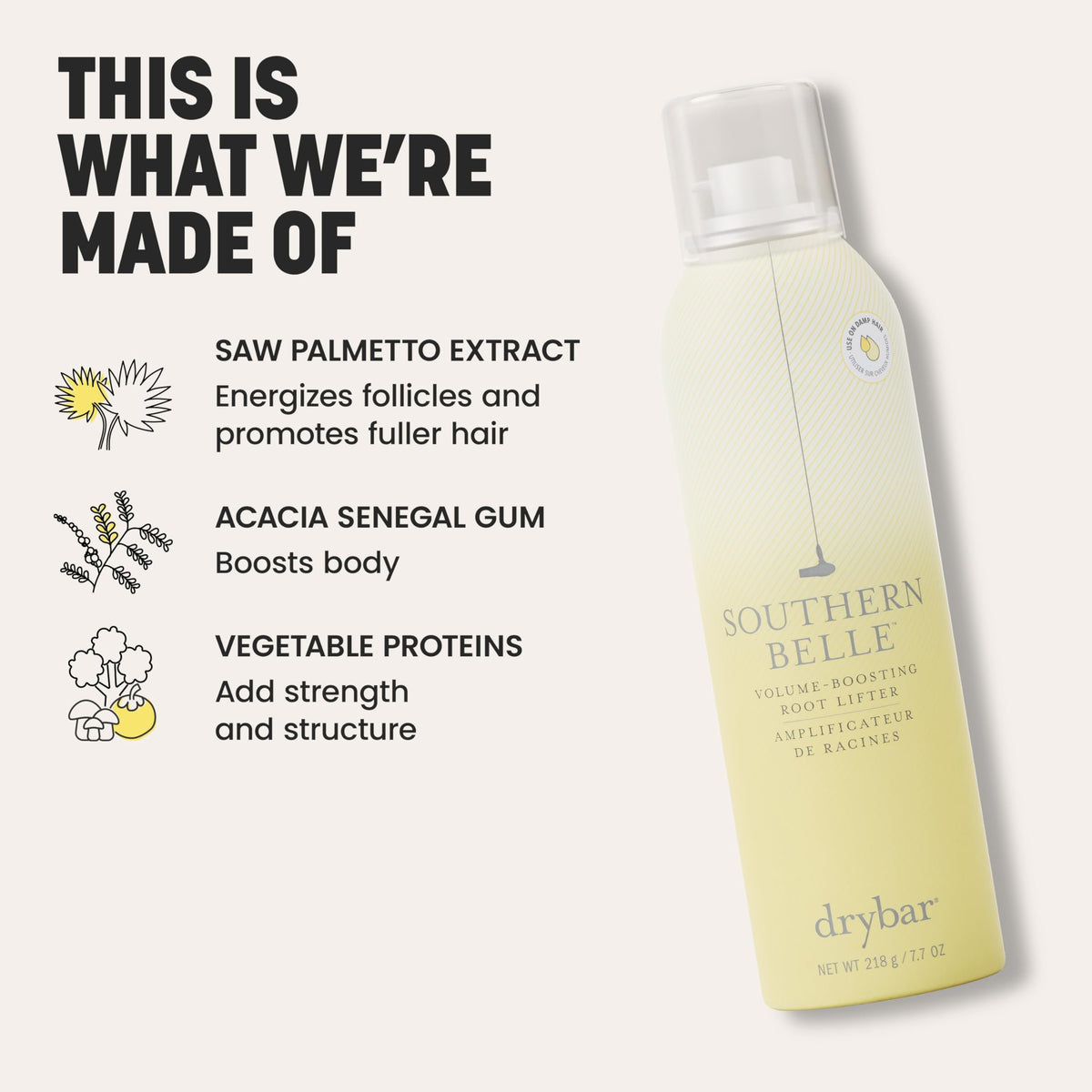 Drybar Southern Belle held in hand to show size and convenient styling benefit