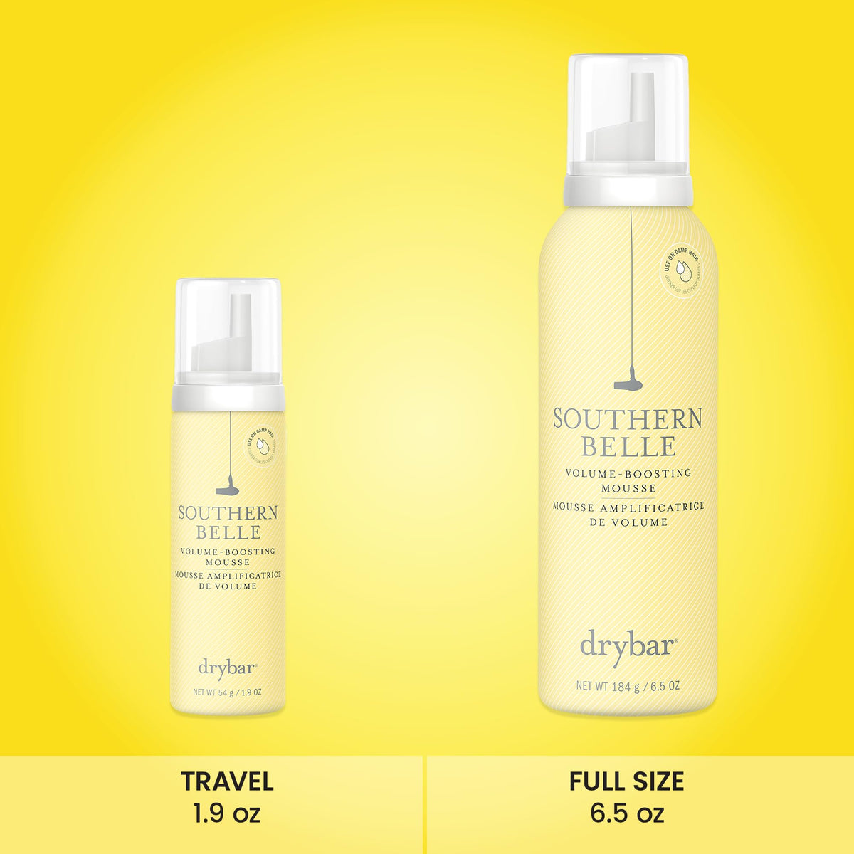 drybar mousse on bathroom vanity in lifestyle scene conveying salon results at home