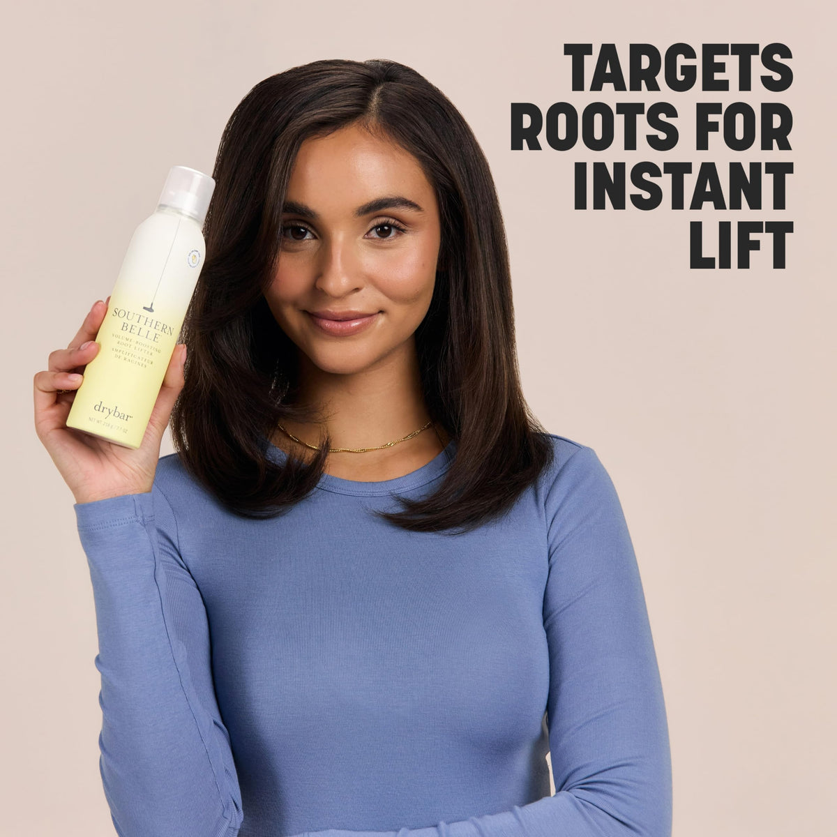 Drybar Southern Belle on bathroom shelf in lifestyle scene for daily routine benefit