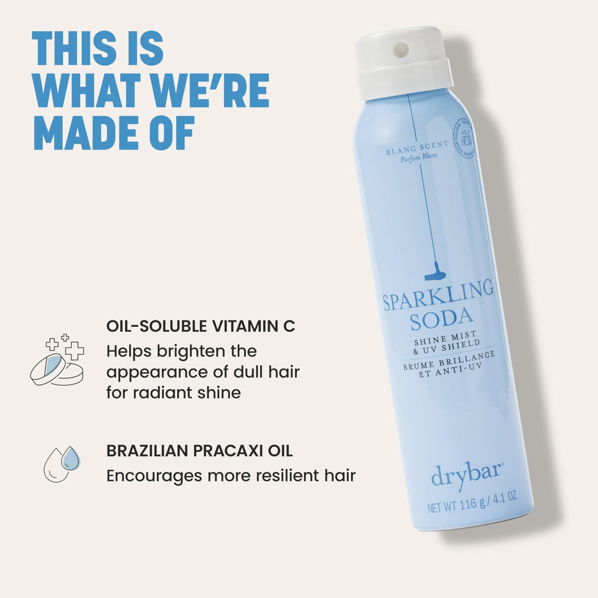 Applying Drybar mist to hair demonstrating even, weightless shine