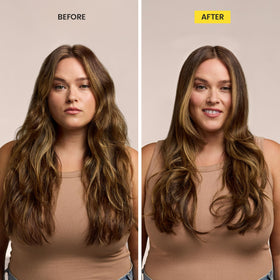 Drybar spray being applied to damp hair for smoother detangling and prep