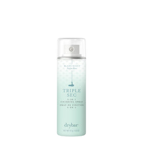 Drybar Triple Sec front packaging showing compact travel bottle and brand