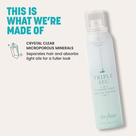 Drybar Triple Sec travel size beside passport illustrating compact convenience