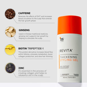 DS Laboratories styling gel applied to hair, adds lift and natural movement