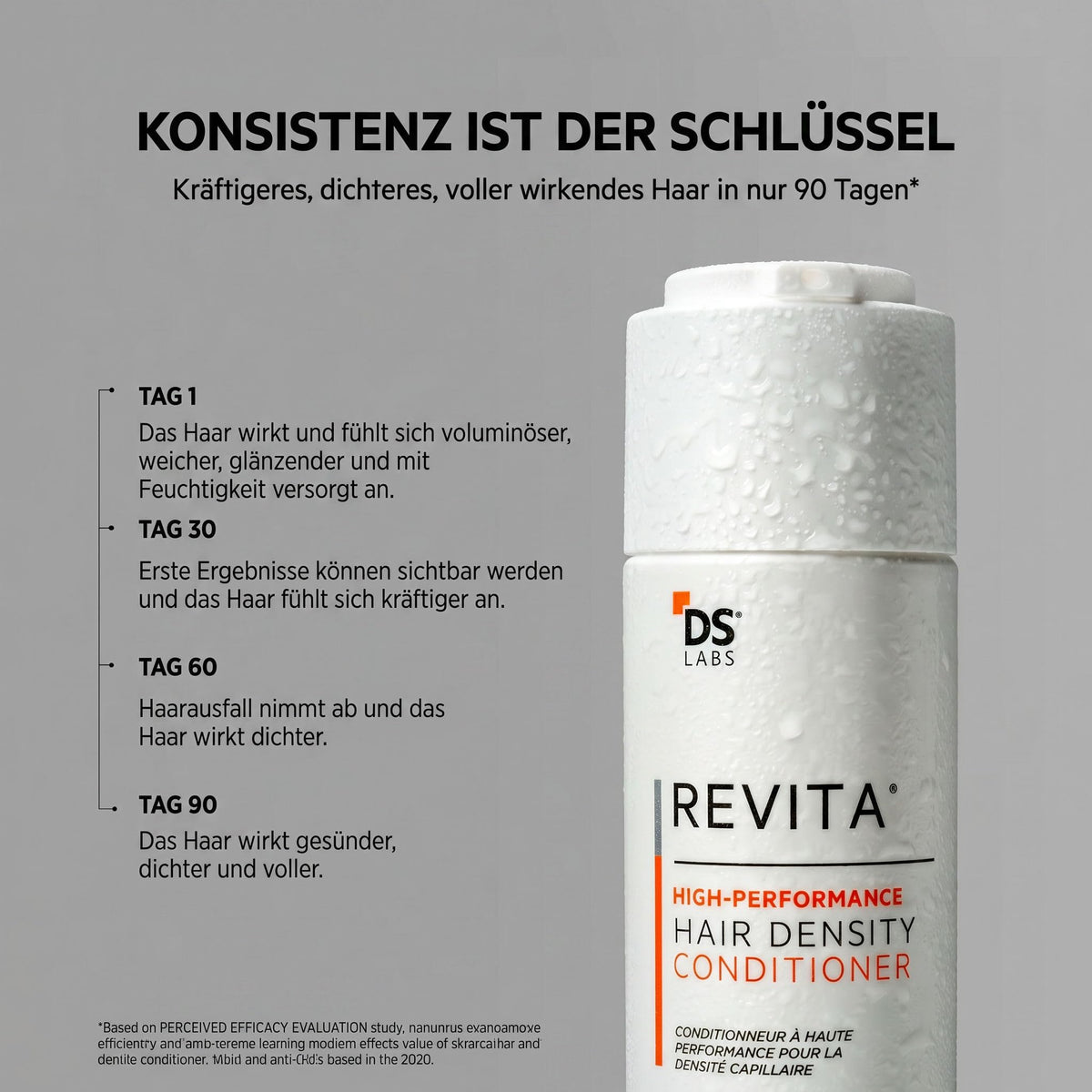 DS Laboratories conditioner being applied in shower for scalp freshness