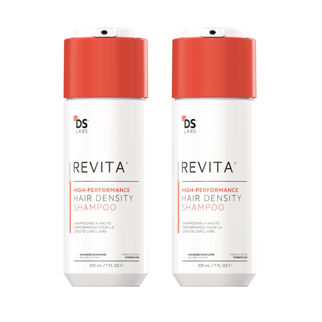 DS Laboratories Revita shampoo front packaging showing sleek bottle and benefit