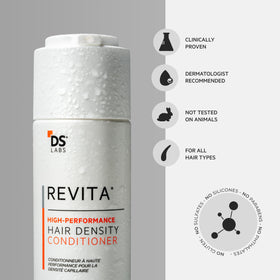 DS Laboratories conditioner on bathroom shelf in a styled routine setting promoting daily use
