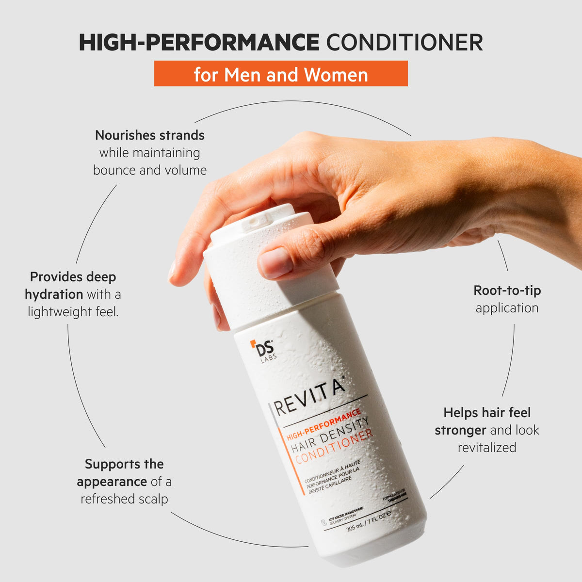 DS Laboratories conditioner texture on fingertips for lightweight hydration