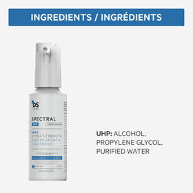 Lifestyle shot of DS Laboratories Spectral.UHP on bathroom counter illustrating daily grooming routine