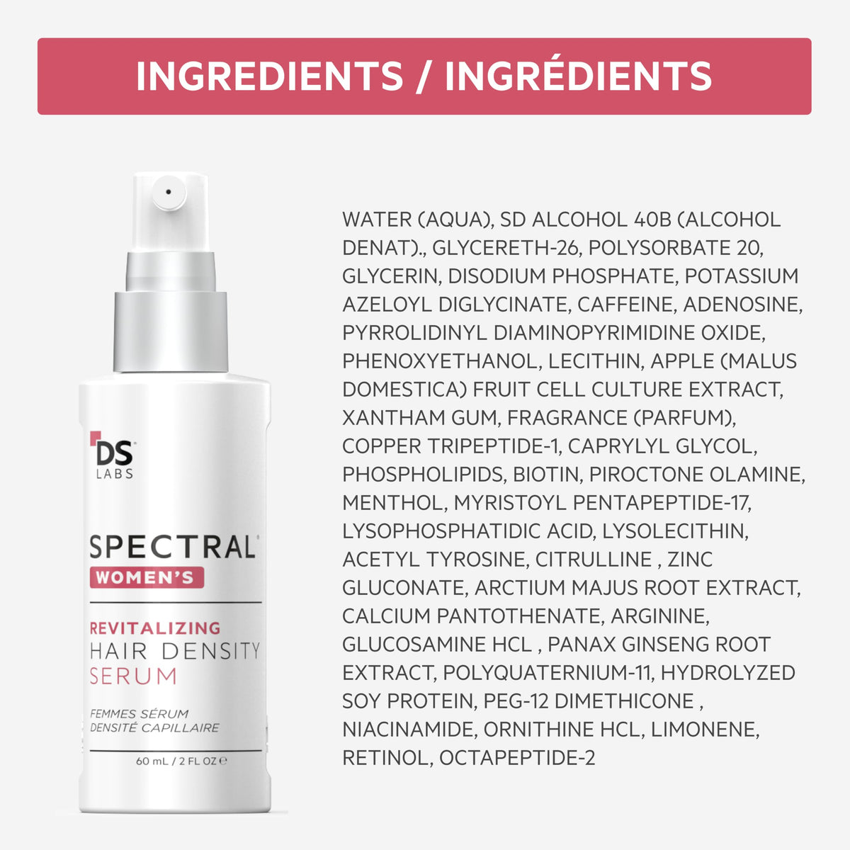 Array of key ingredients with DS Laboratories branding emphasizing thoughtful formula