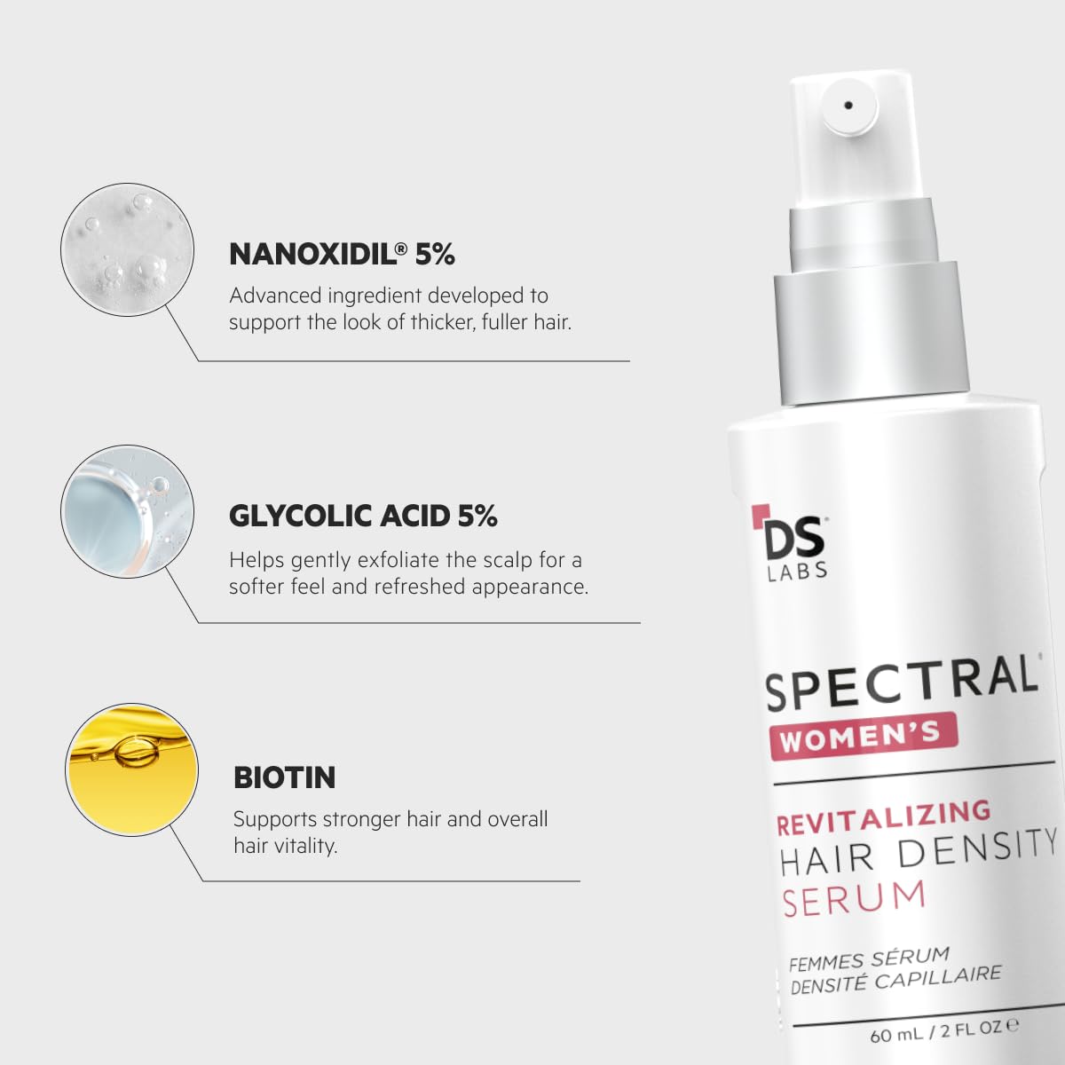 Woman applying DS Laboratories serum to scalp demonstrating easy daily use