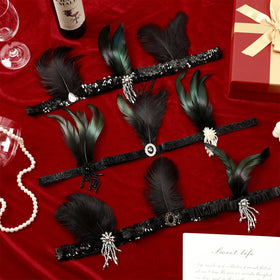 DTOFOOT headband styled with evening dress showing vintage accent and elegant finish