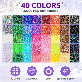 DUARIHA color array of 40 jelly rhinestones displaying vibrant choices for customization