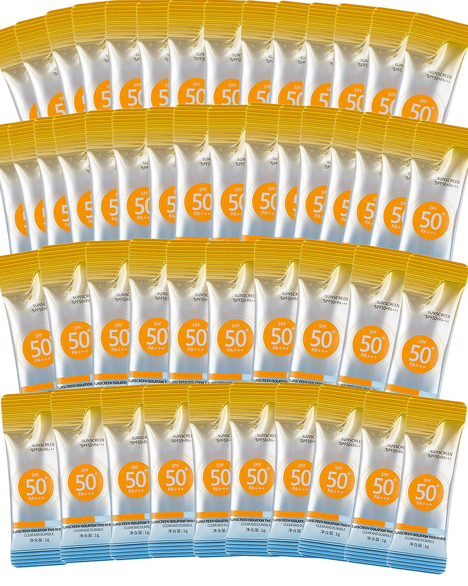 DuaTana front packaging showing 50 sunscreen sachets, easy travel protection