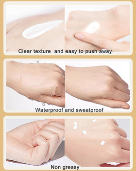 DuaTana lotion texture on skin, fast-absorbing non-greasy finish benefit