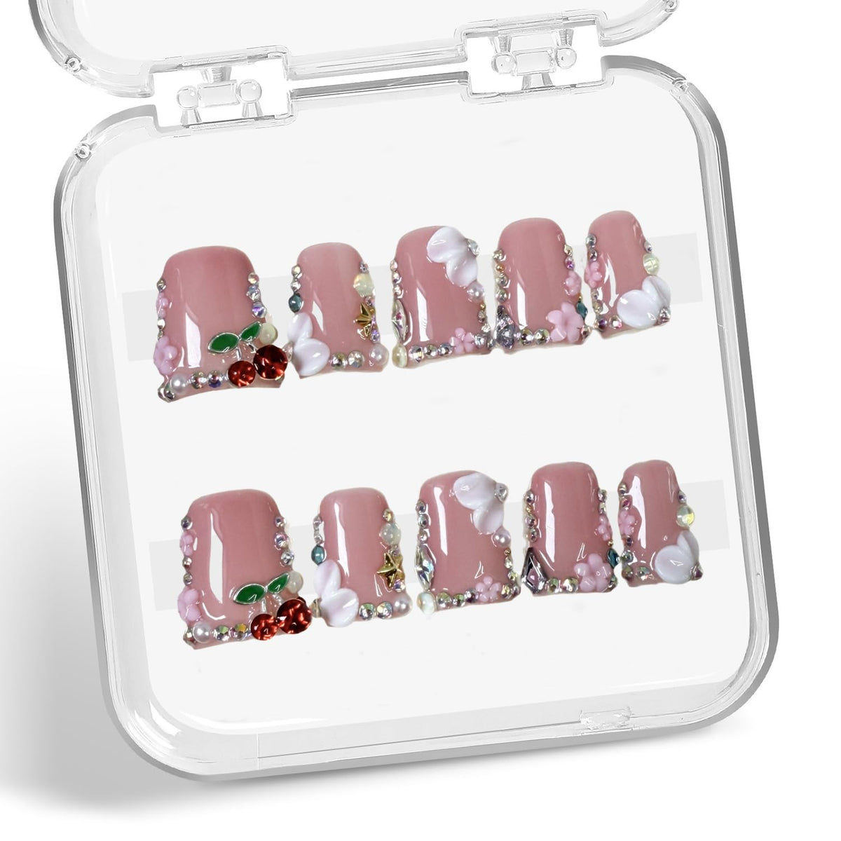 Duck front packaging showing 10pcs boxed set and size M benefit instant manicure