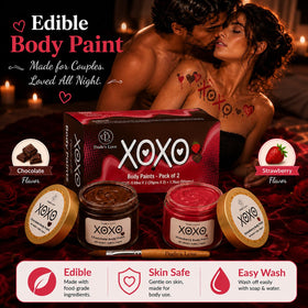 Dude's Love close-up of strawberry and chocolate tubes, clear flavor distinction benefit